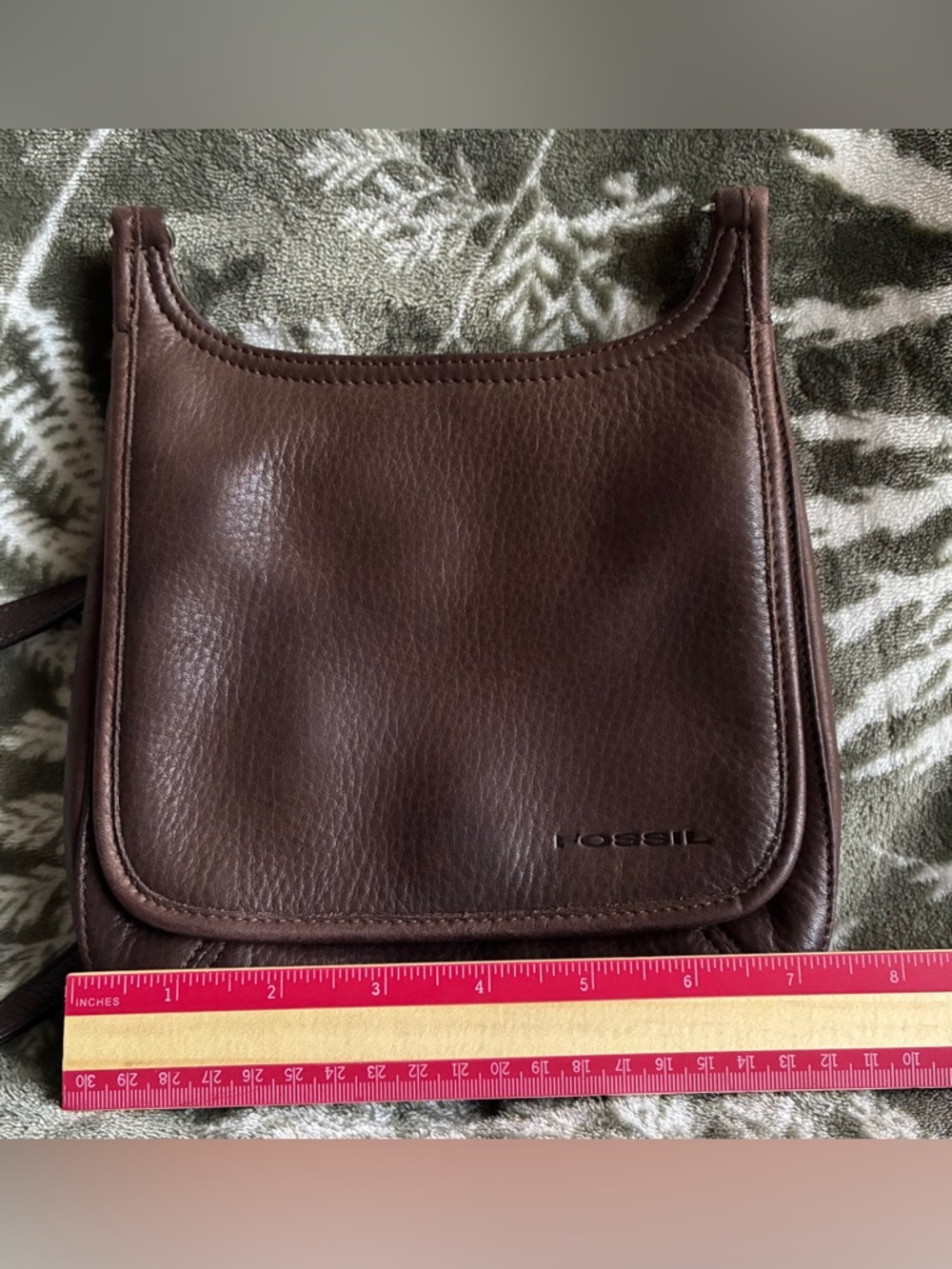 Fossil Brown Pebbled Leather Crossbody Bag - Picture 4 of 9